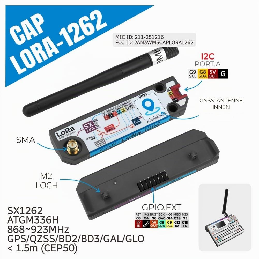 Für Cardputer Adv SX1262, ATGM336H Cap LoRa 1262 LoRa+ GPS GNSS für Meshtastic