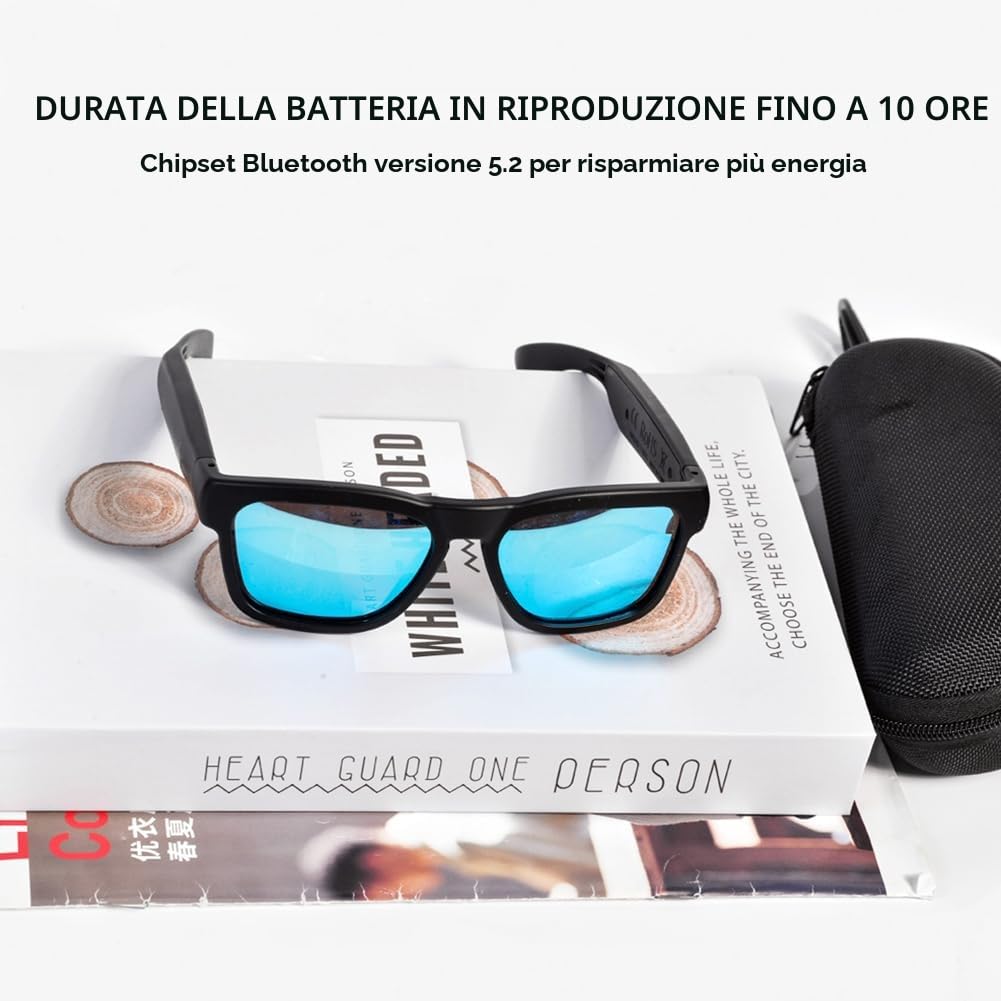 OhO sunshine Smart Glasses,Open Ear Audio for Music and Calls with Volume UP and Down, Bluetooth 5.2 Voice Control IP44 Waterproof Feature for Outdoor Sports