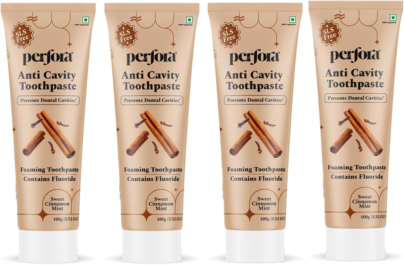 Perfora Anti Cavity Toothpaste | Sweet Cinnamon Mint | Pack Of 4