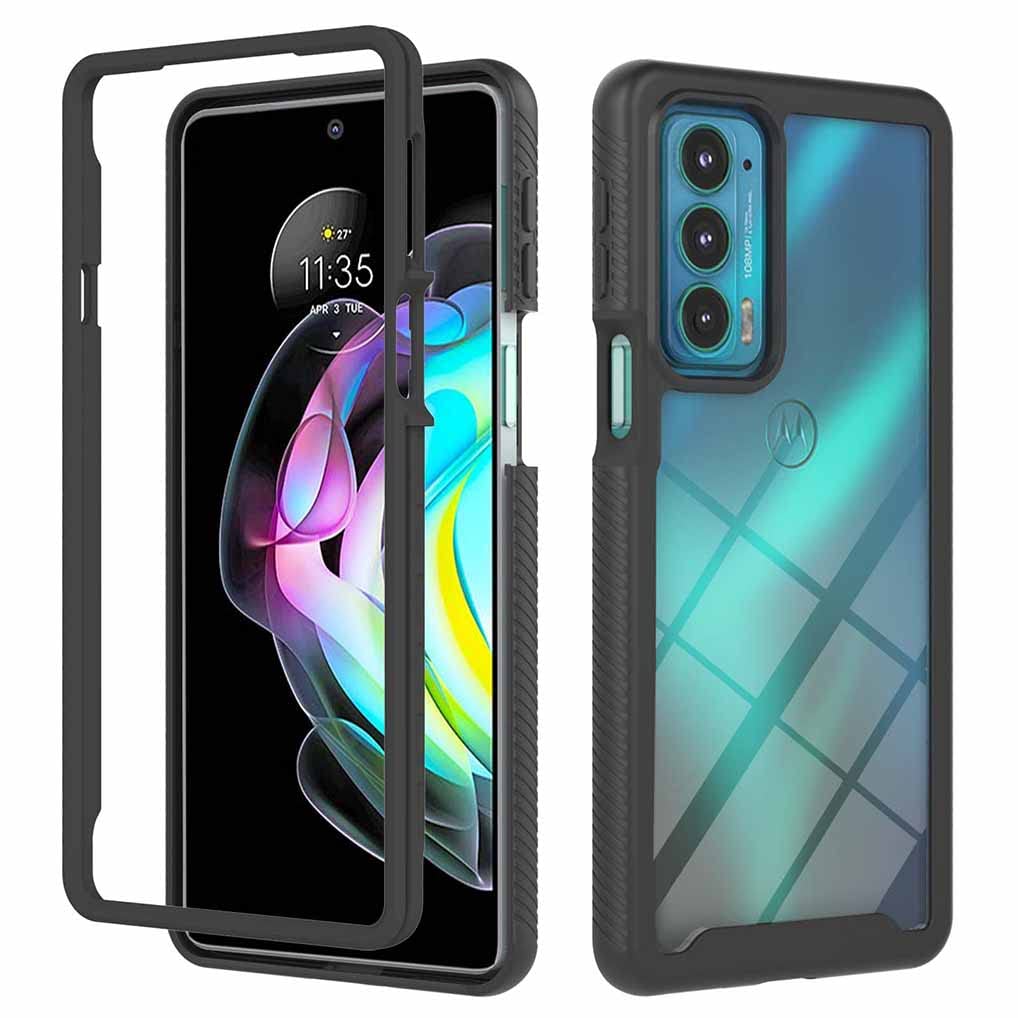 JIAFEI Cover per Motorola Edge 20, [con Protezione dello Schermo Integrata] 360 Gradi Rugged Trasparente Case Armor Bumper Cover per Motorola Edge 20 - Blu