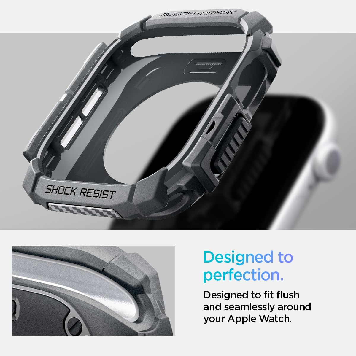 Spigen for Apple Watch Series 11/10 Case, Rugged Armor 46mm Cover - Dark Gray