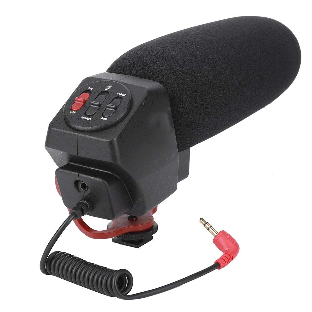 Qiilu Microfono per videocamera LYM-DM200, microfono per videocamera vocale con microfono da 3,5 mm per interviste
