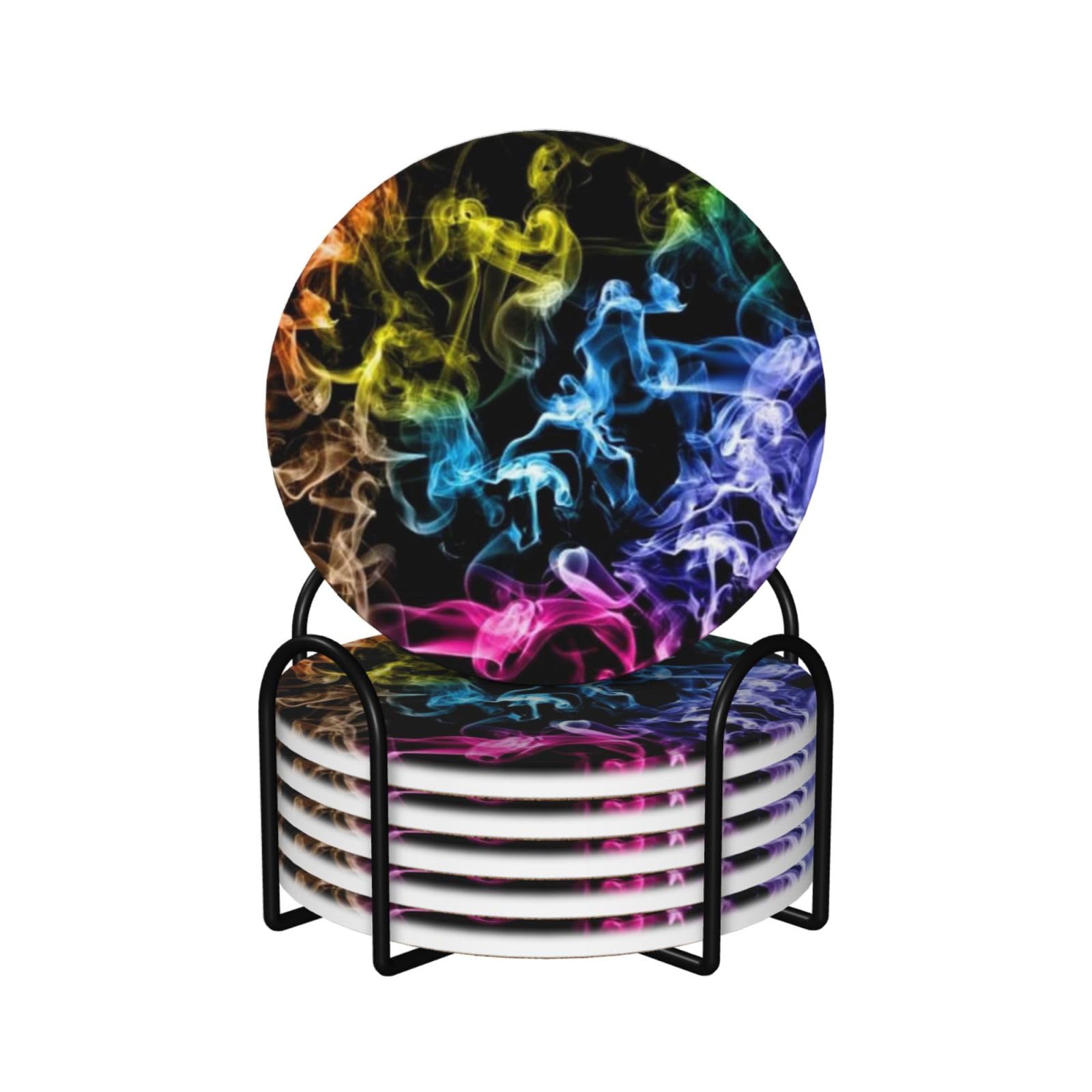 Set di 6 sottobicchieri in ceramica stampati con fumo colorato sottobicchiere decorativo