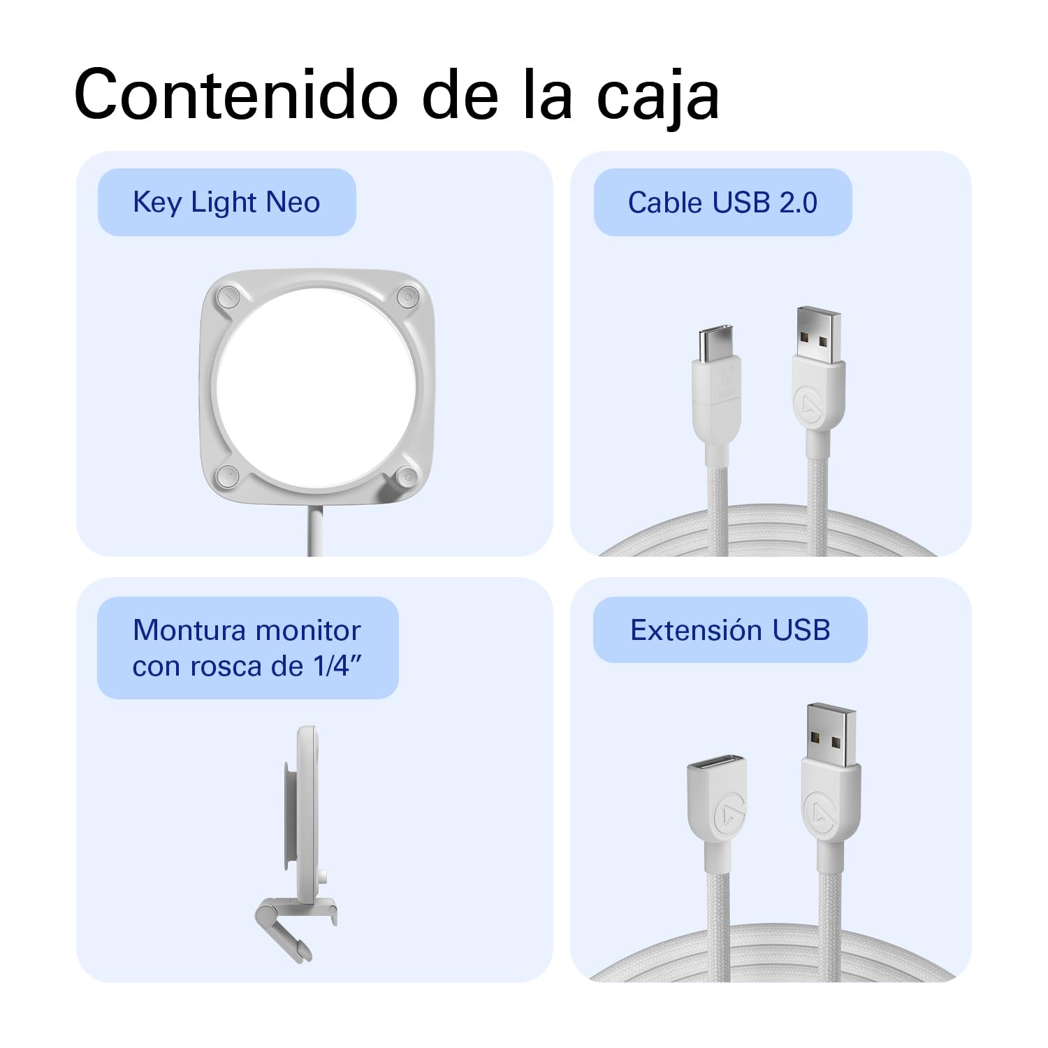 Elgato Key Light Neo con soporte de monitor - luz profesional para videollamadas y streaming - control onboard o Wi-Fi - USB - Laptop | PC | Mac
