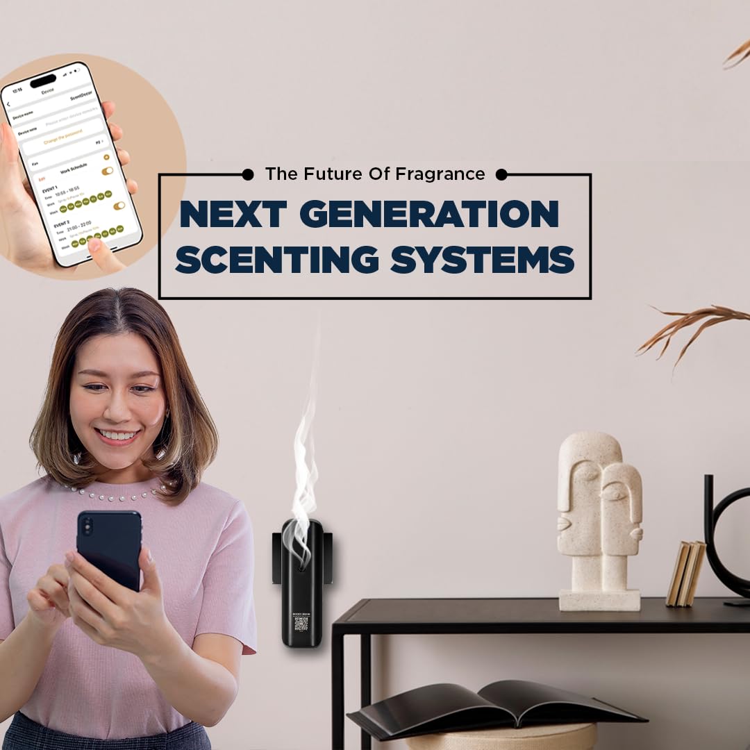 Plug in Diffuser for Essential Oils, App Controlled Electric Air Freshener Spray Dispenser, Mini Wall plugin Scent Diffuser for Home, Bathroom, Office, Spa - Aroma Oil NOT Included (Black)