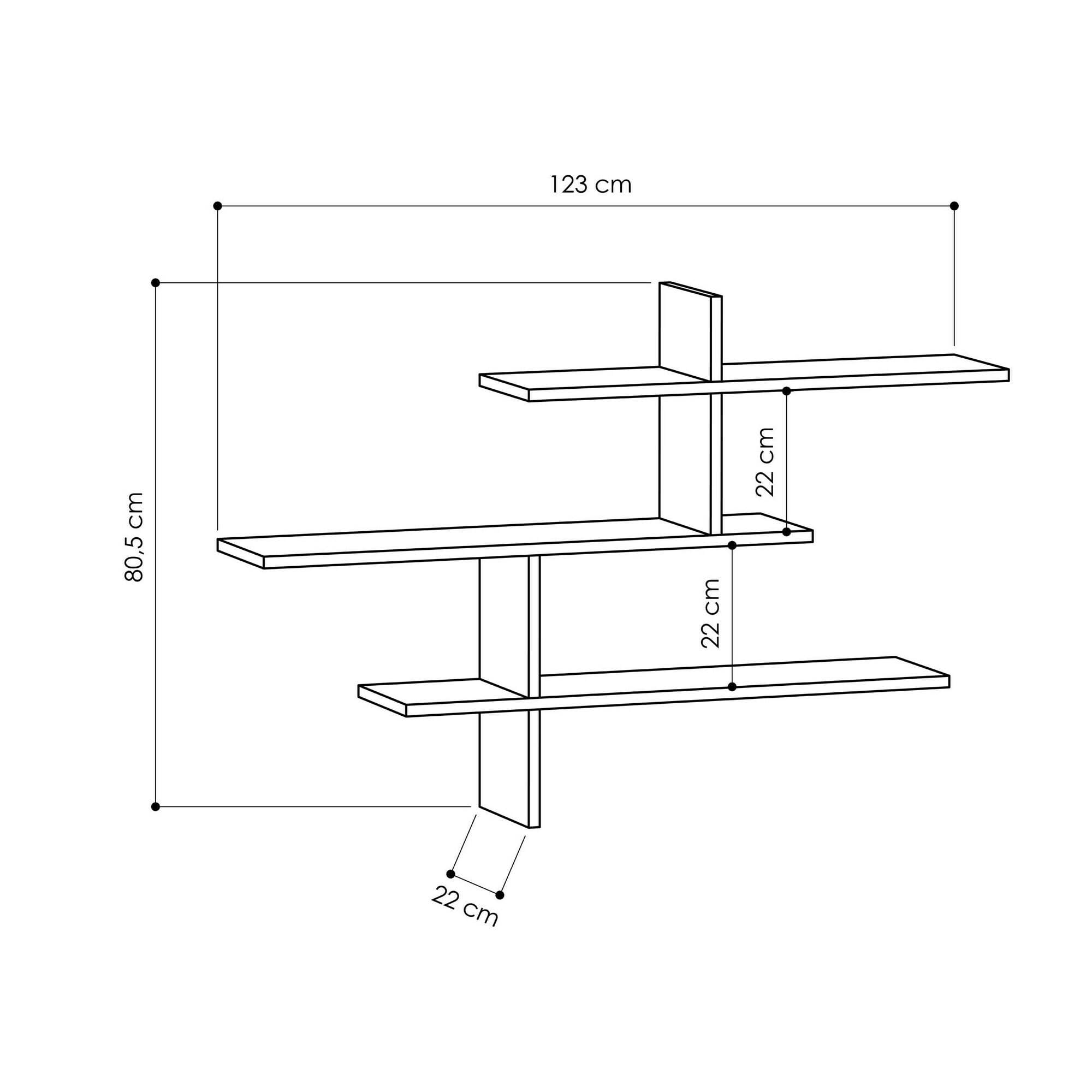Dmora - Mensola Urania, Scaffale, Ripiano a muro, Scaffalatura multiuso, 123x22h81 cm, Antracite