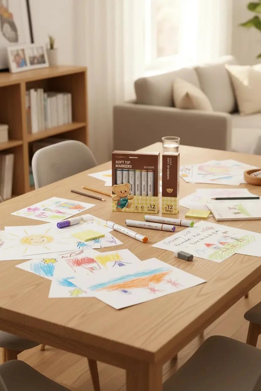 Miniso Lisanslı Butterbear Serisi 12 Renk Yumuşak Uçlu Marker Seti 15.5 Cm, 2020714010100