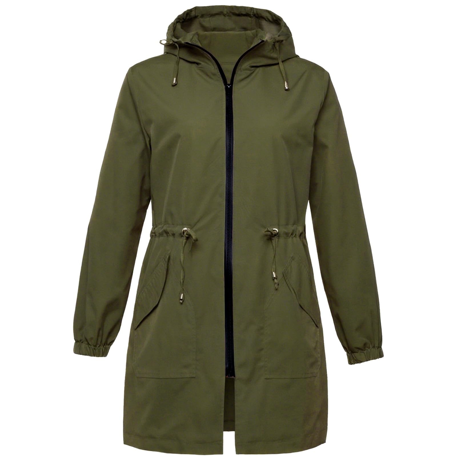 Generico Felpa da Donna con Zip E Cappuccio Media Lunghezza Tinta Unita | Hoodie Leggero Con Tasche E Coulisse Sweatshirt Manica Lunga Giacca Antipioggia Per Escursionismo Viaggio Uso Quotidiano