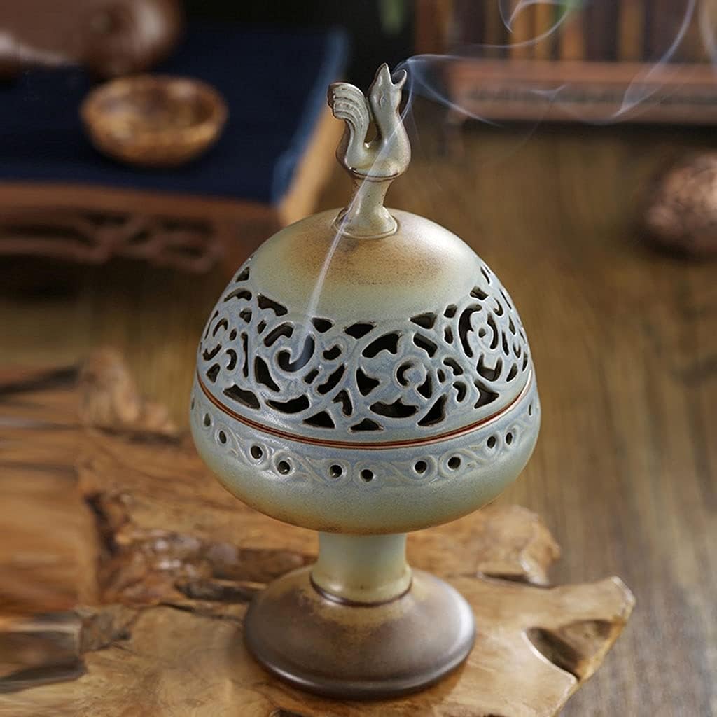 Incense Holder Incense Burner China Retro Ceramic Incense Burner Household Indoor Small Incense Burner Tall Incense Burner Suitable for Pan Incense Incense Burner
