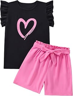 Girls Summer Outfits Cute Sleeveless Top High Waisted Short Sets with Pockets Teen Girl Clothes Size 6-14 T