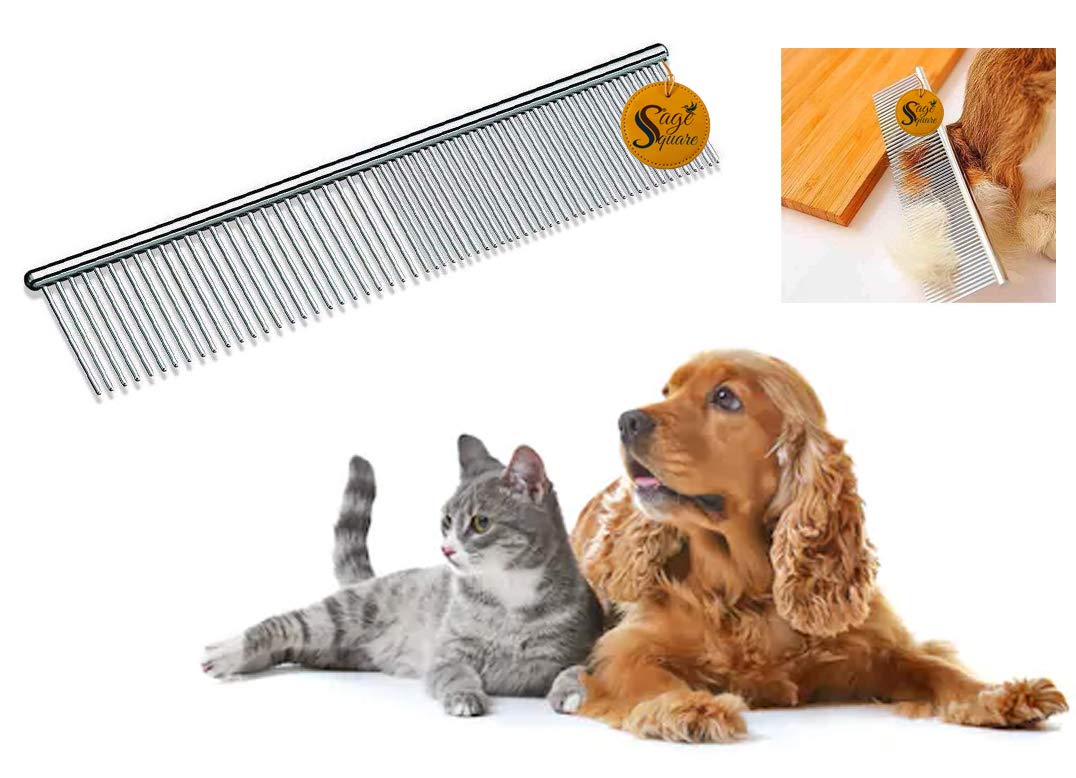 Sage Square Big Size Comfortable Rounded Teeth Stainless Steel Pet Hair Remover Enhanced Design Gentle Deshedding Brush for Dog and Cat with Long and Short Fur (B08B4J26LC) Amazon Price History, Amazon Price Tracker