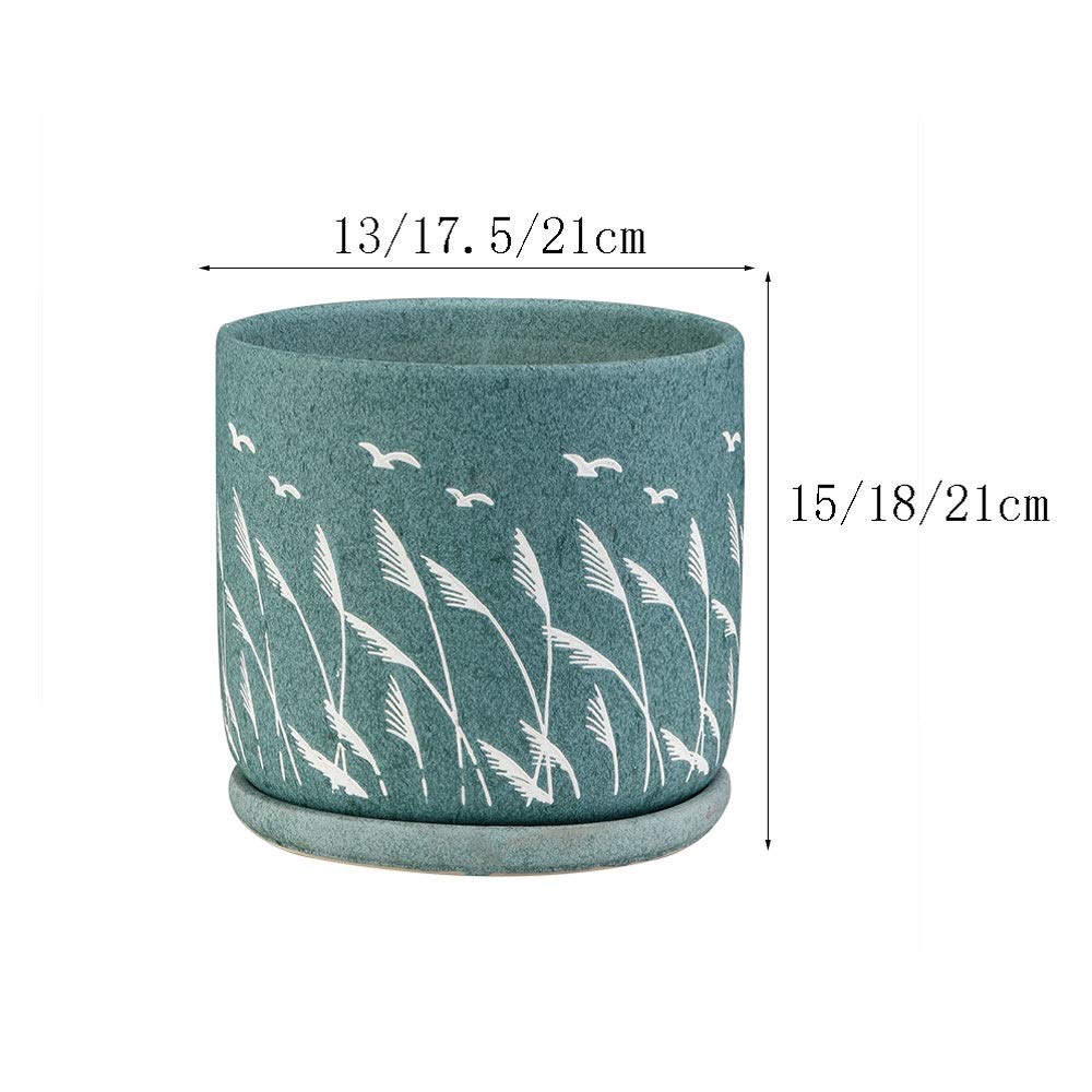 Ceramiczna doniczka na kwiaty kreatywna bardzo duża zielona doniczka na rośliny orchidea bonsai balkon do wewnątrz doniczka na sukulenty z tacą bonsai doniczka na kwiaty zielona roślina stojak na rośliny doniczki