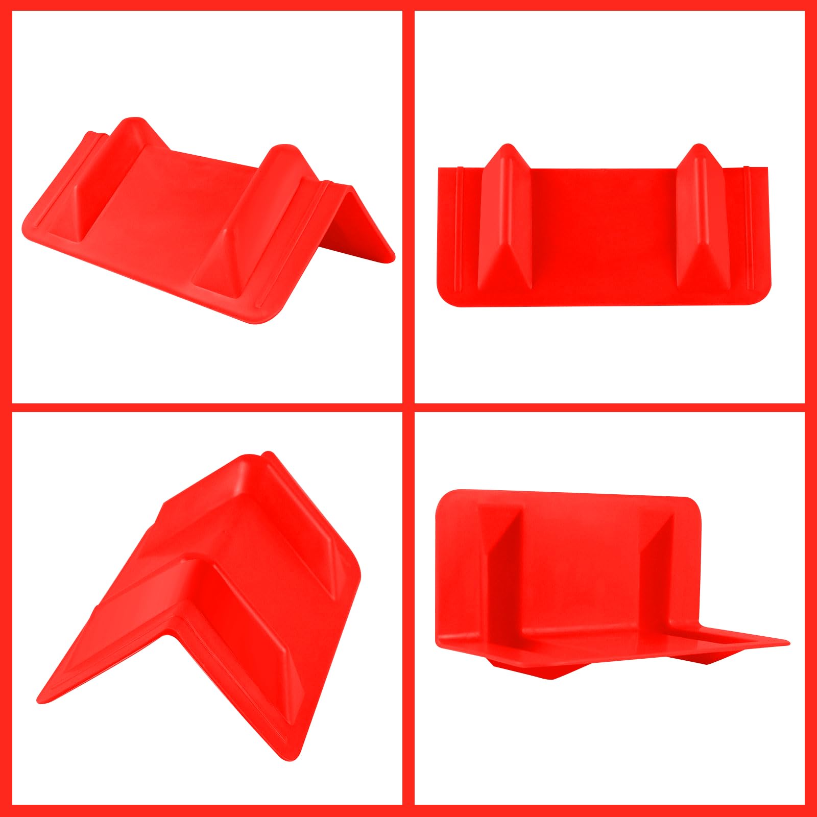 Confezione da 24 protezioni angolari piatte per spedizioni merci, protezioni in plastica per cinghie a cricchetto, protezioni angolari per cinghie, rosso