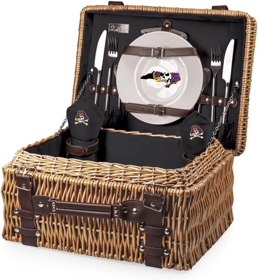 NCAA East Carolina Pirates Champion Picnic Basket with Deluxe Service for Two