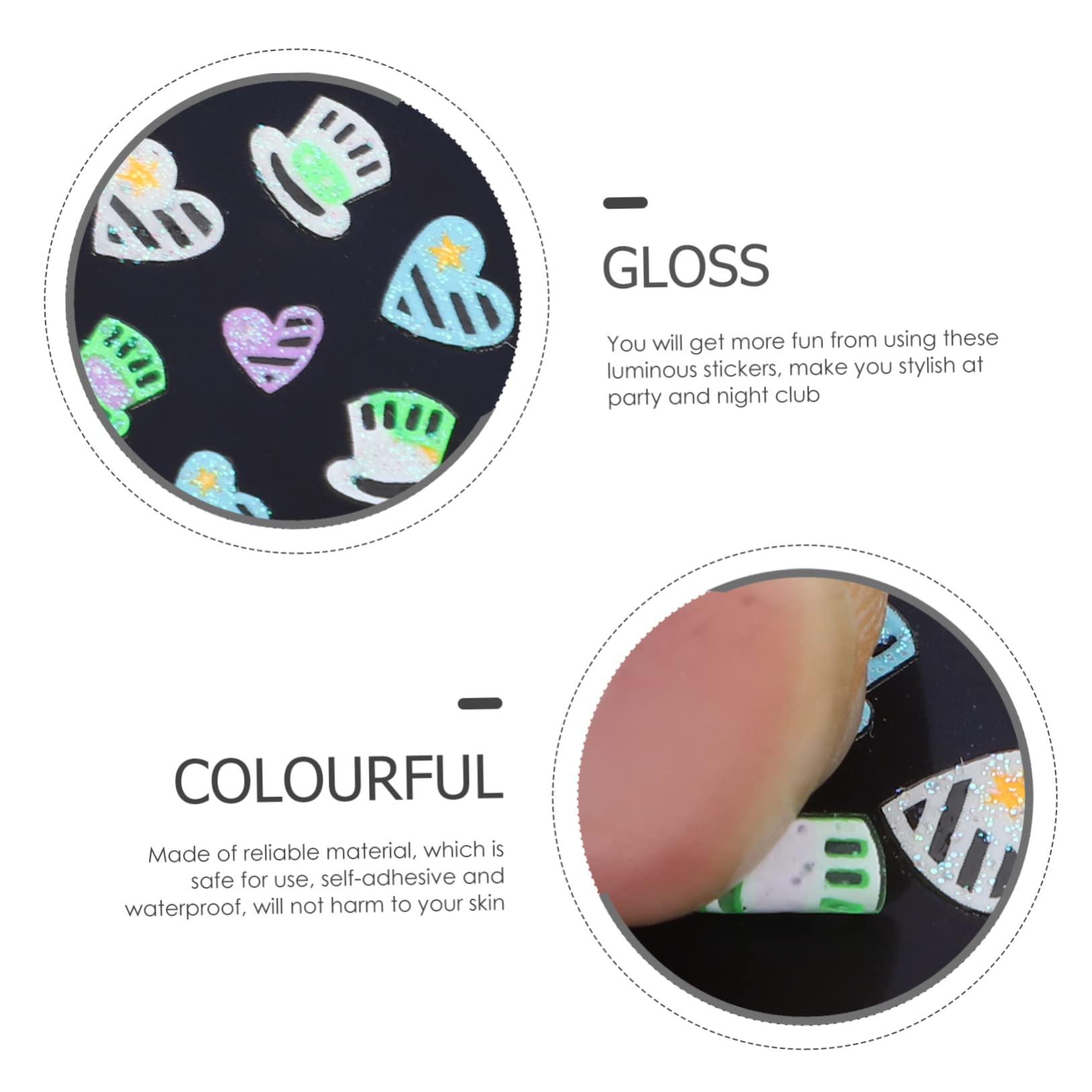 FOMIYES 5 Set di Adesivi per Nail Art Fluorescenti per Unghie Manicure Strisce per Nail Art Set di Decalcomanie per Feste Serali Fogli * 5
