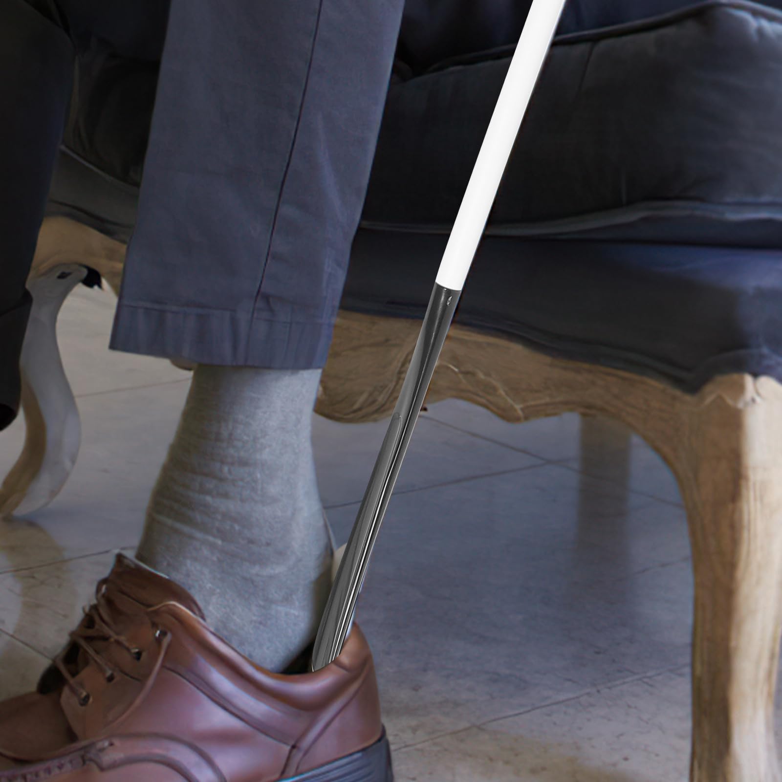 Calzador y Ayuda para Vestirse para Discapacitados y Mayores, Abs Negro, Fácil de Usar en Casa