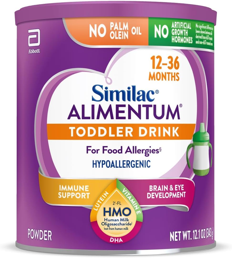 Similac Alimentum Toddler Drink With 2'-FL HMO, Hypoallergenic, for Food Allergies, Suitable for Lactose Sensitivity, Ages 12-36 months, 12.1-oz Can