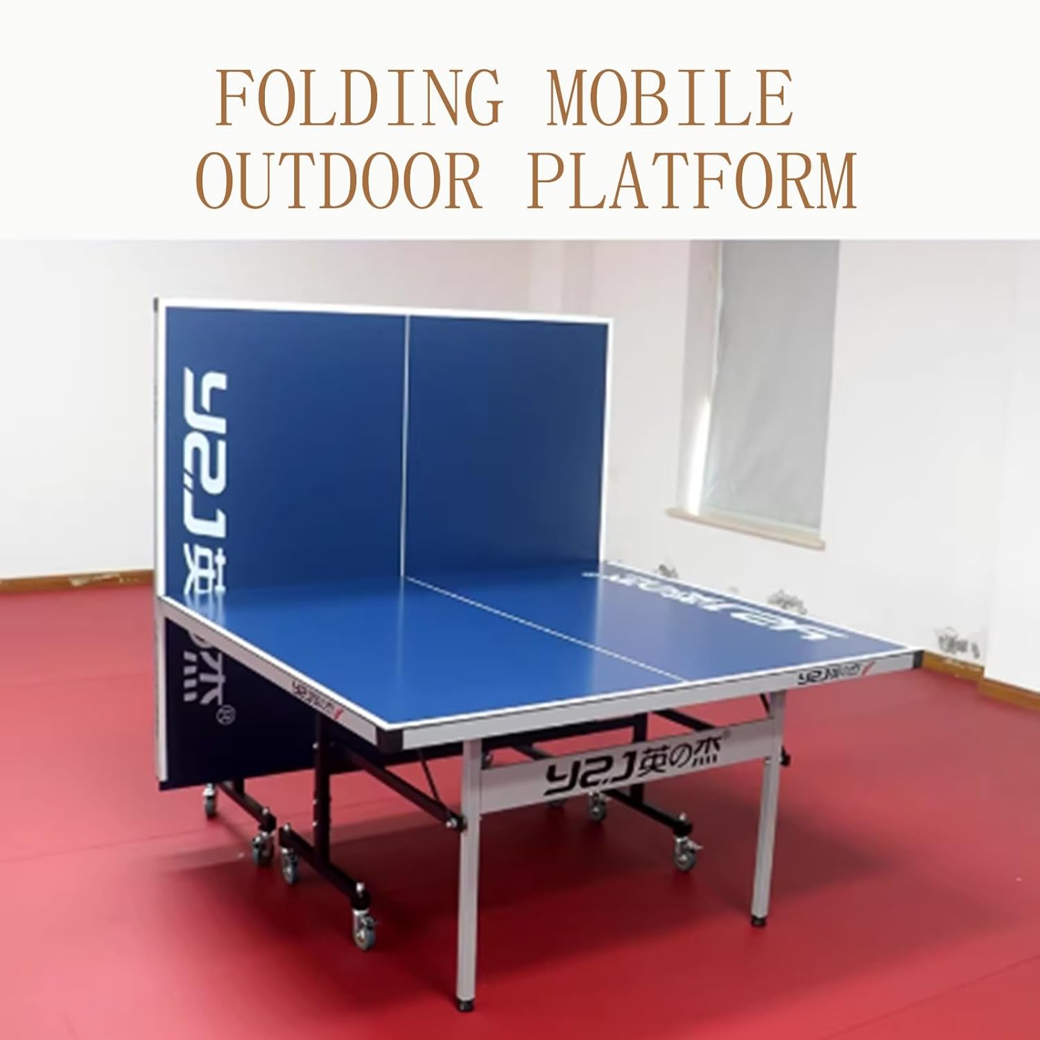 Foldable Table Tennis Table, Ping Pong Table with Net & Post Set, Space-Saving Indoor/Outdoor Table Tennis Table for Family Game Room, Office, Backyard