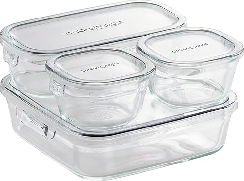 iwaki PCPRN4GY22 Contenedor de almacenamiento de vidrio resistente al calor, gris frío, juego de sistema, mini paquete y gama