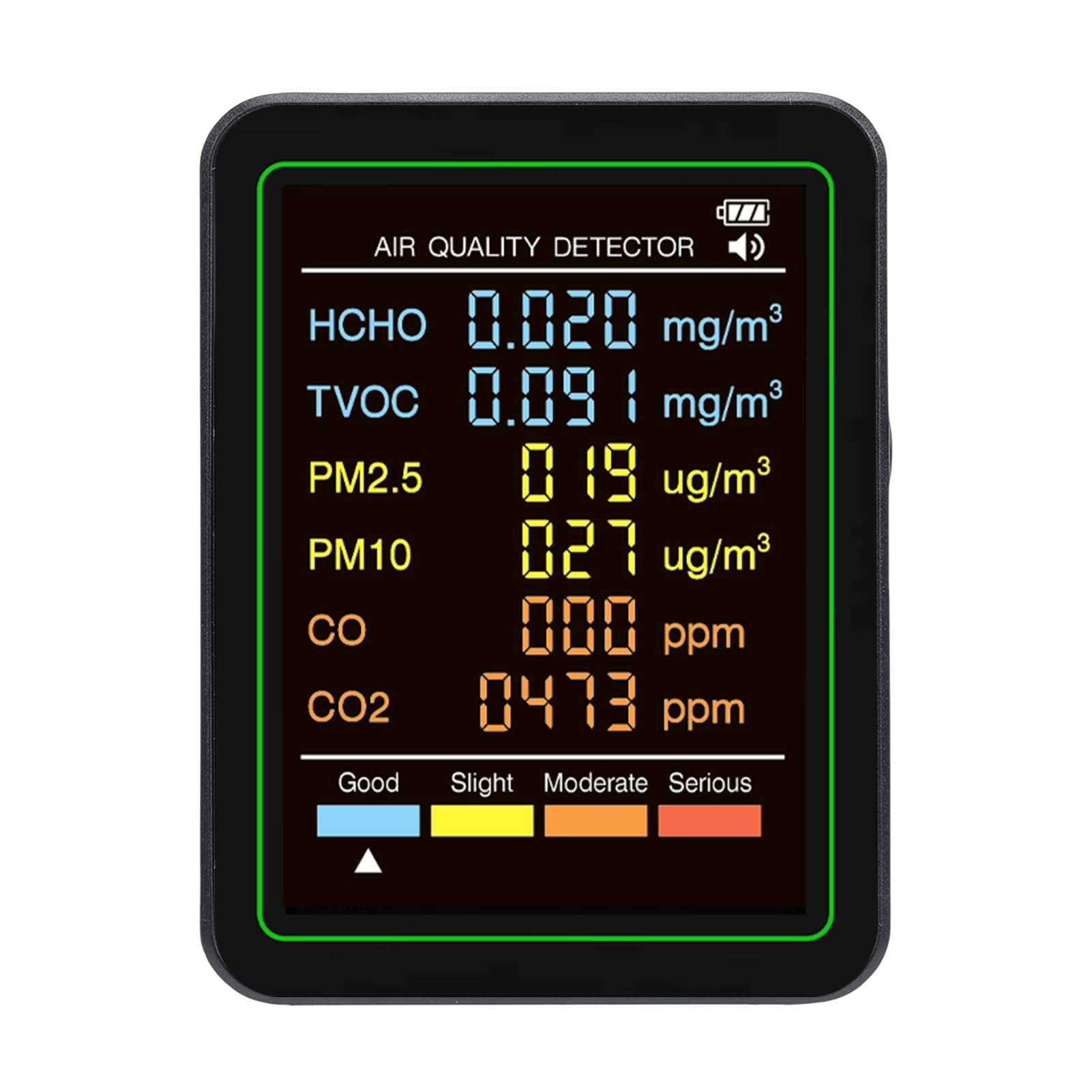 Cuifati 6 in 1 Professioneller Innenluftqualitätsmonitor Tragbarer CO2-Monitor für den Innenbereich |HCHO |CO-Monitor |TVOC |PM2,5 |PM10 |- Monitor für Saubere Luft in Geschlossenen
