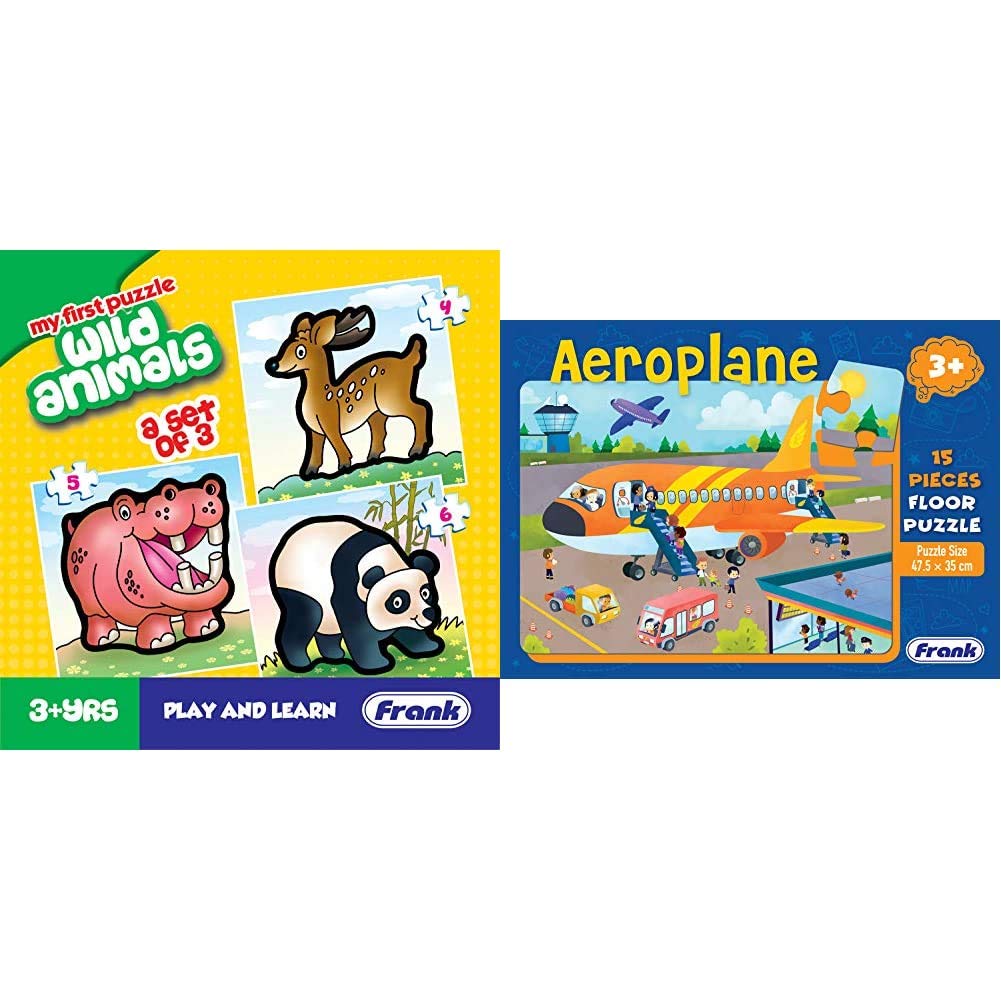 Frank - 10216 Wild Animals Puzzle for 3 Year Old Kids & Above and 15 Pieces Floor Puzzle for 3 Year Old Kids & Above (Aeroplane)