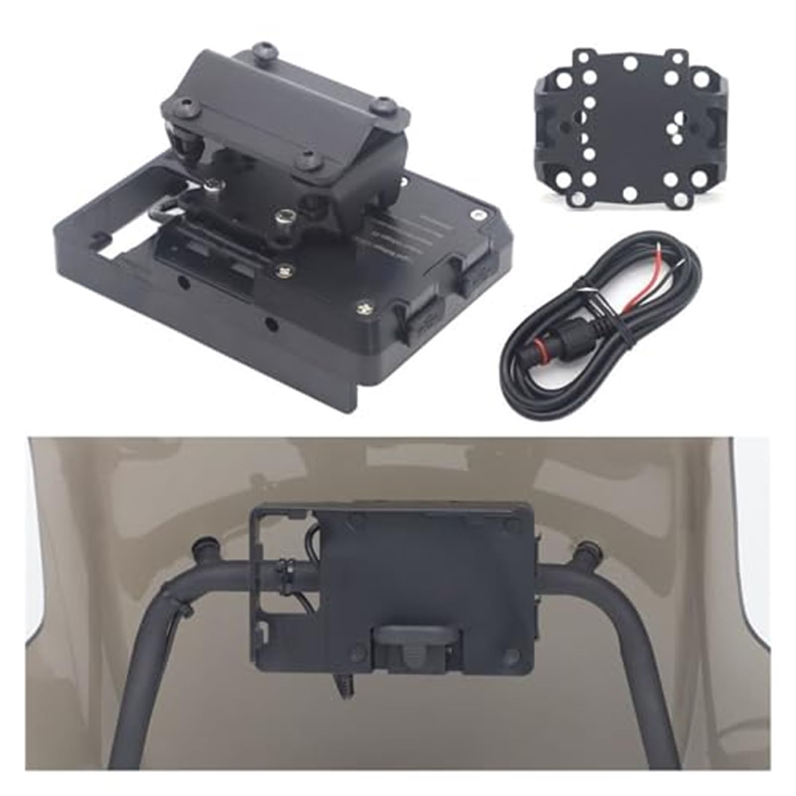 Supporto for telefono GPS Moto, for TRK 502 2016- Supporto for navigazione for telefono cellulare GPS USB for ricarica telefono Supporto per telefono da moto(BLACK C)