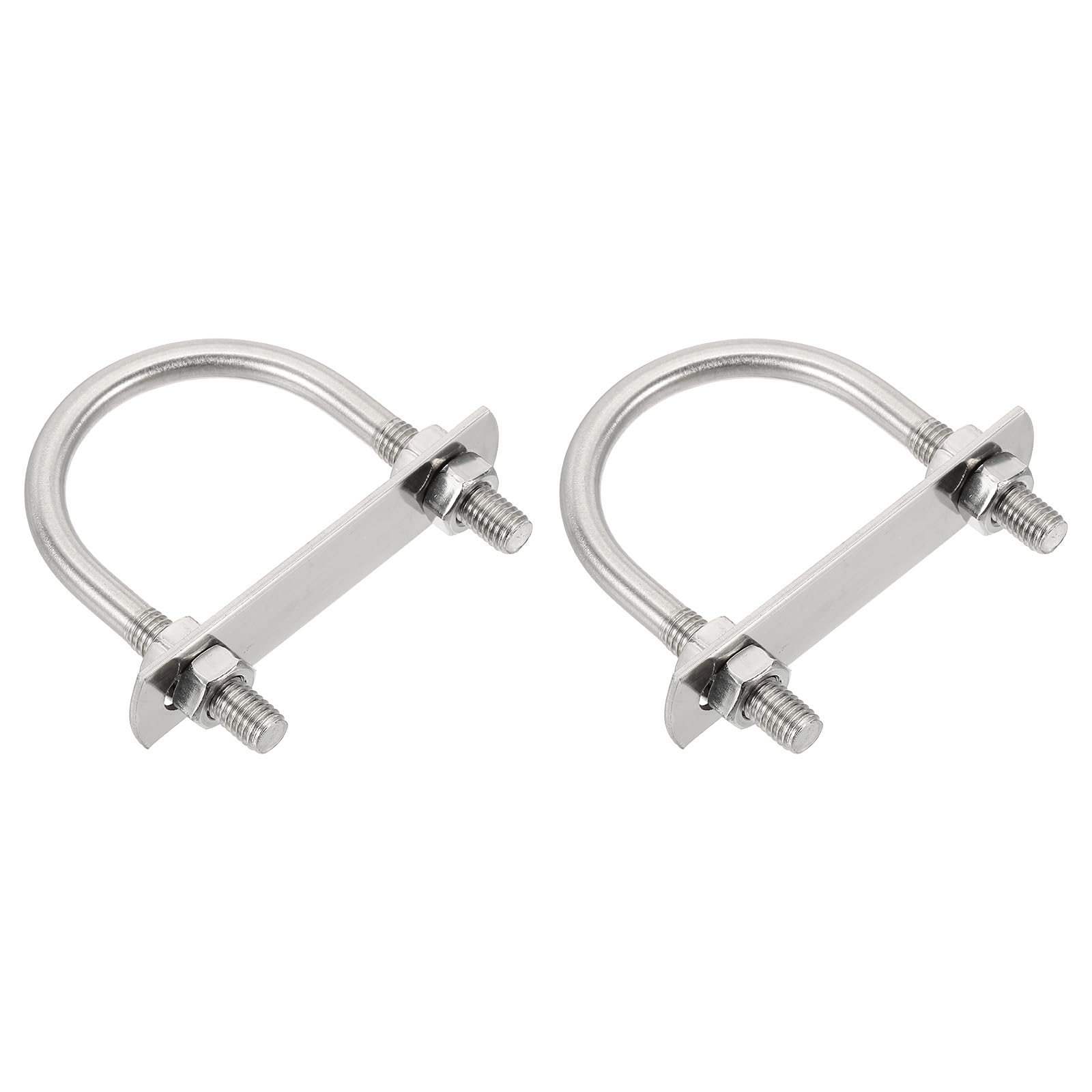 sourcing map M8 U-Bolts, 2 Sets 51mm(2.01") Inner Width 80mm Length 304 Stainless Steel Round Bend U Clamp with Nuts and Plates for Ski Boat, Fishing Boat