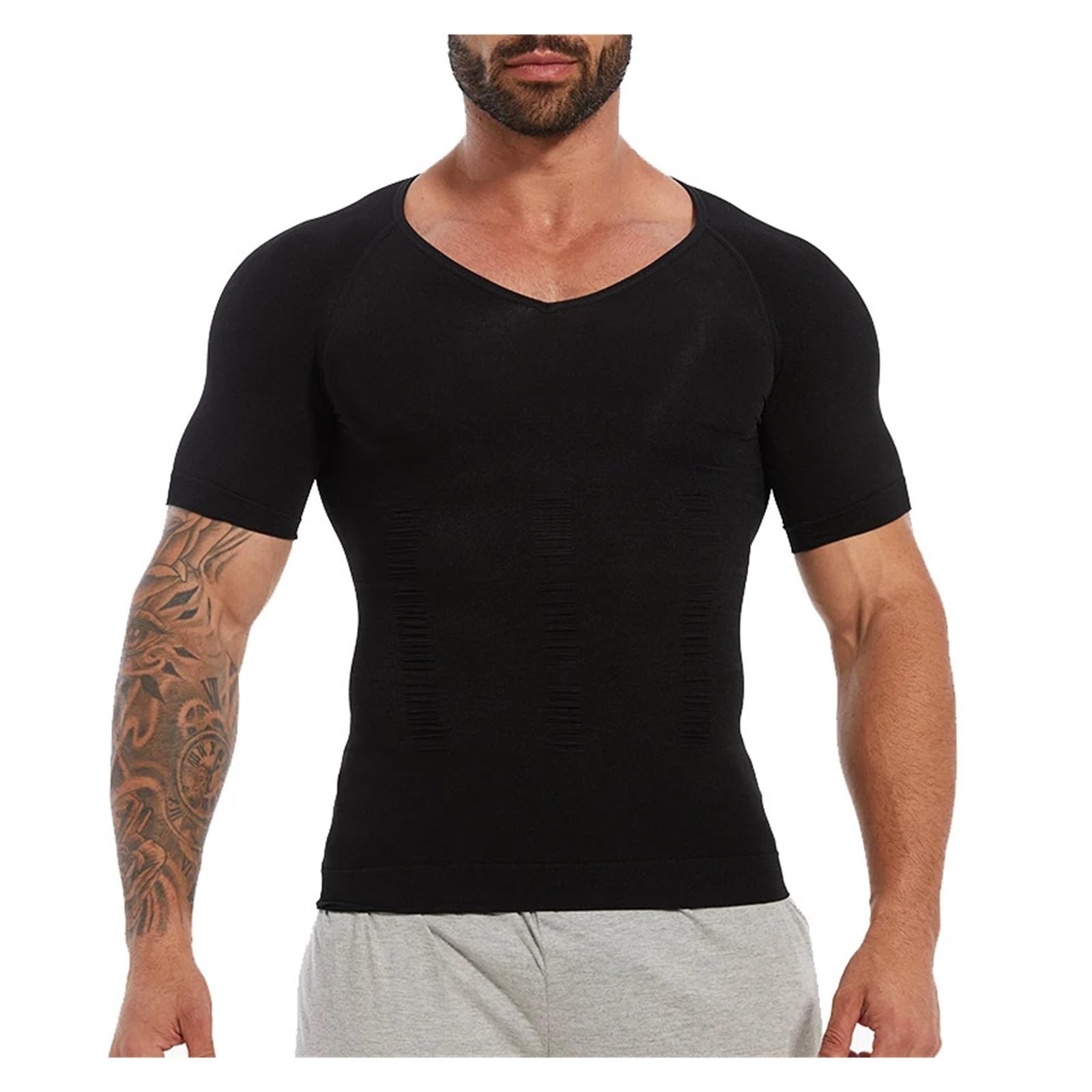 Camiseta Faja Hombre Camisa de compresión Adelgazante for Hombre, Moldeador de Cuerpo, Camiseta Interior con Cuello en V