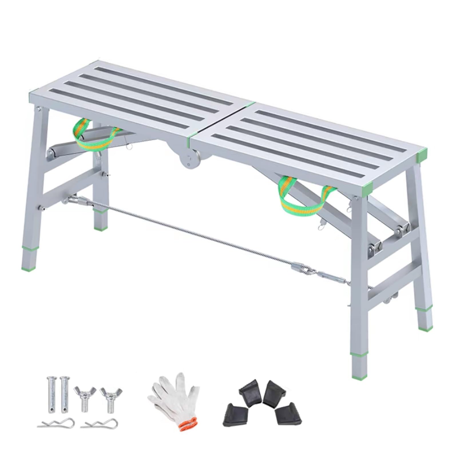 WQPMNYG Portable Scaffolding Tower with Adjustable Work Platform 15.7" Wide Scaffold Platform Non Slip Feet Glove Coupling Pins Galvanized Steel Ladder 55.1"x15.7"
