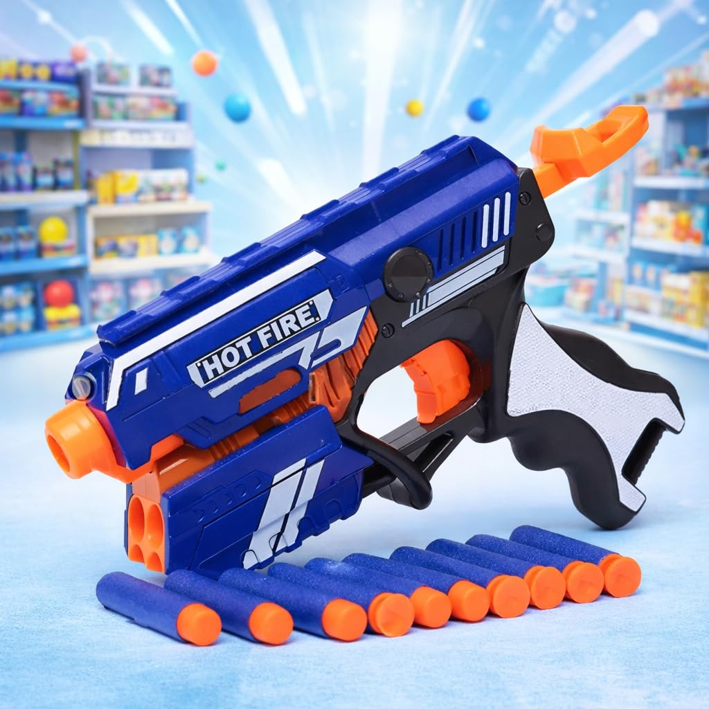 Toy Imagine Blaze Storm Gun for Kids 6-12 – Air Soft Toy Gun Pistol with 10 Suction Darts – Shooting Game for Boys 7-14 Years – Indoor Outdoor Sniper Toy Gift – Gel Blaster Style Design