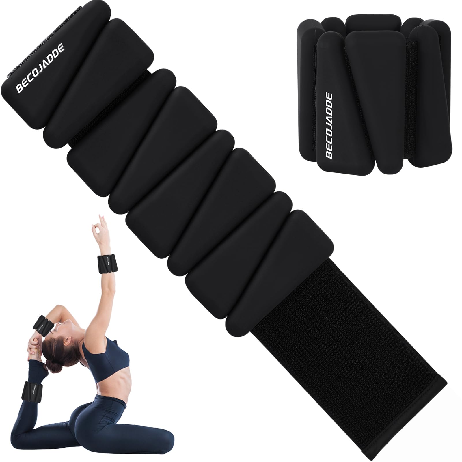 BECOJADDE Ankle Weights Set of 2 (1 lb/2 lb/3 lb Each) Adjustable Wrist Weights for Women Men Wearable Arm Leg Weight for Pilates, Running, Walking, Workout, Yoga