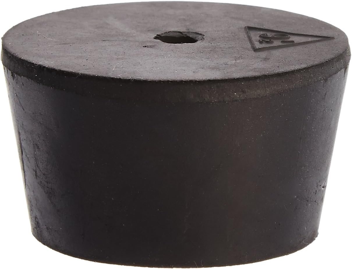 Plasticoid L9.5M291 Black Rubber One Hole Stopper, 46mm Top Diameter, 38mm Bottom Diameter, 9.5 Size, 25mm Length (Case of 5)