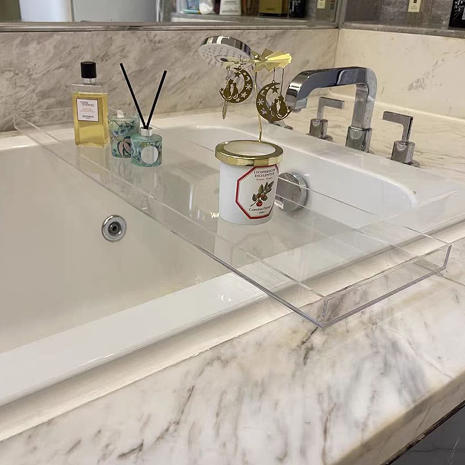 Bandejas para bañera,(es:(Bandeja de acrílico para bañera, Bandeja de Estilo nórdico Minimalista, Estante para bañera, Bandeja Transparente para bañera, Accesorios para bañera, 29,9" de la