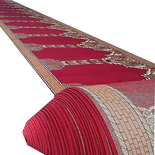 Image of Sifa Carpet Hand Washable Zanamaz Prayer Carpet for Masjid(Mosque) - 4x15 Feet Maroon Color