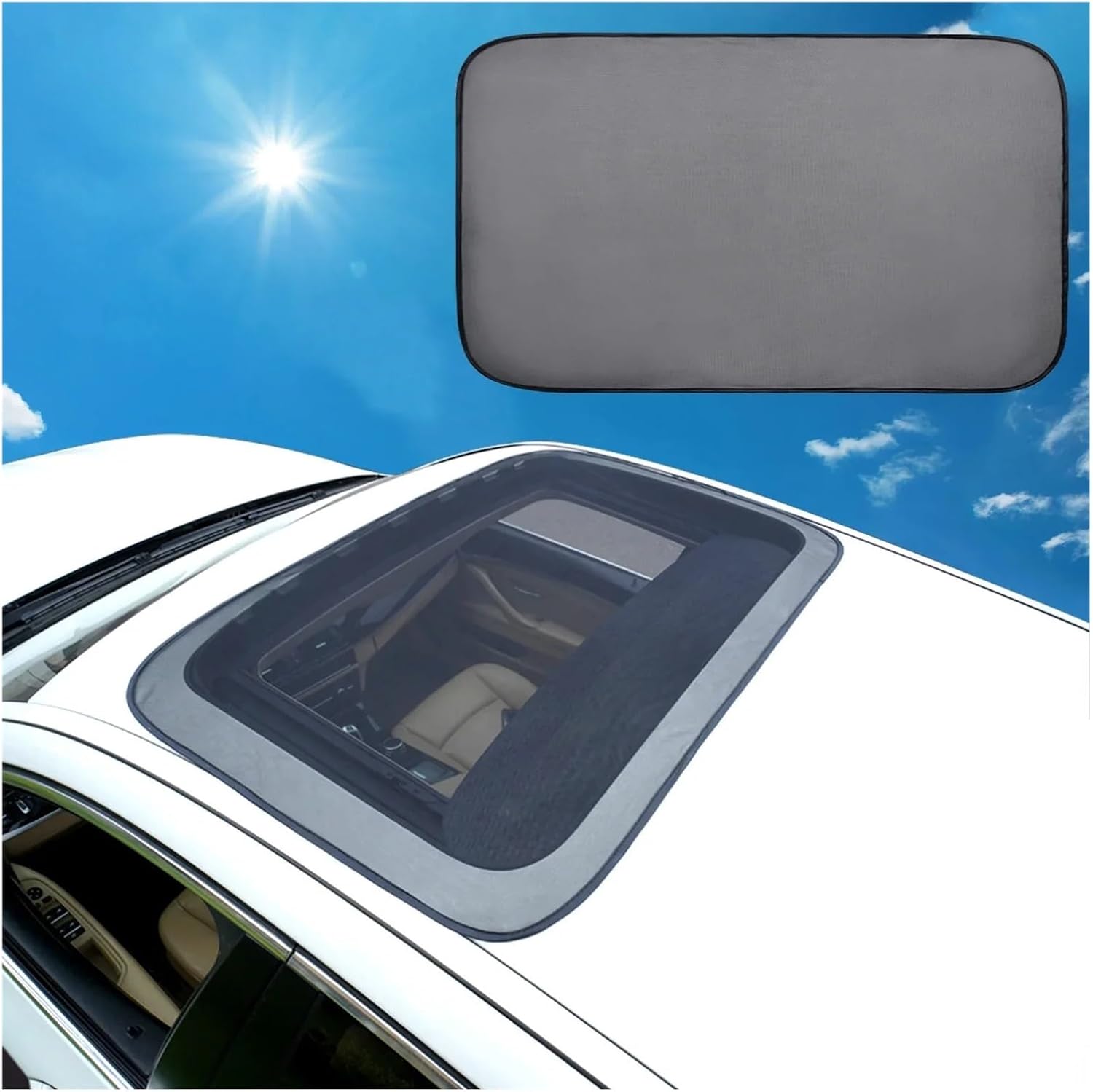 Magnetic Car Sunroof Sun Shade Moonroof Mesh SUV Tent Roof Cover Camping Kept The Bugs Out Insect Screen Awnings Net Trips Camp Car sunroof Shade