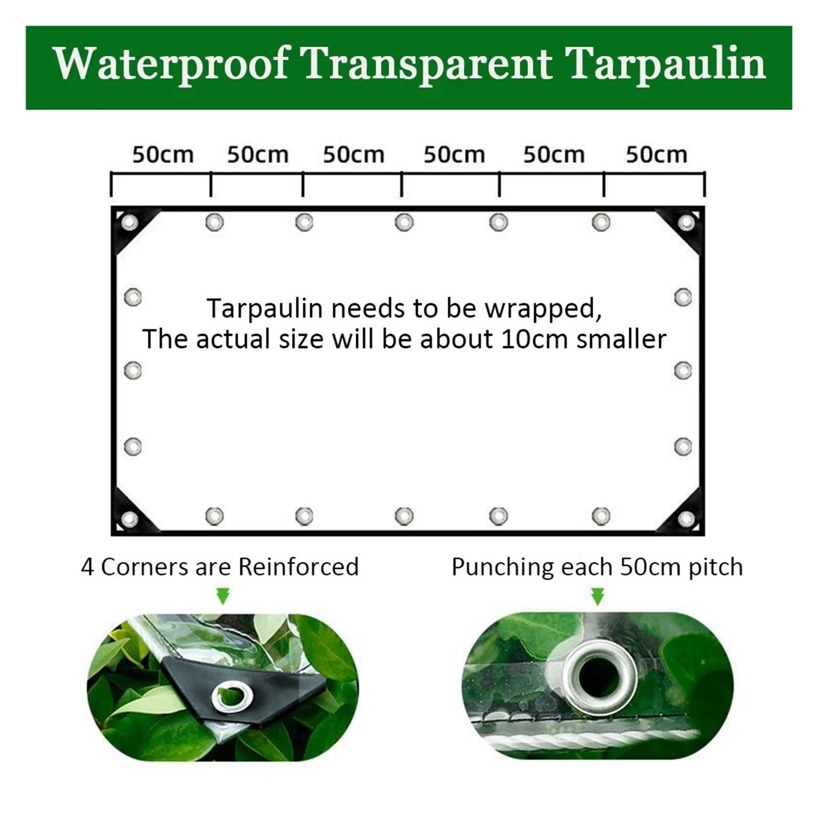 1pc Telone Impermeabile Trasparente Teloni In PVC In Vinile Tenda Veranda Esterna Copertura Protettiva Antivento Resistente(4x5.5m)