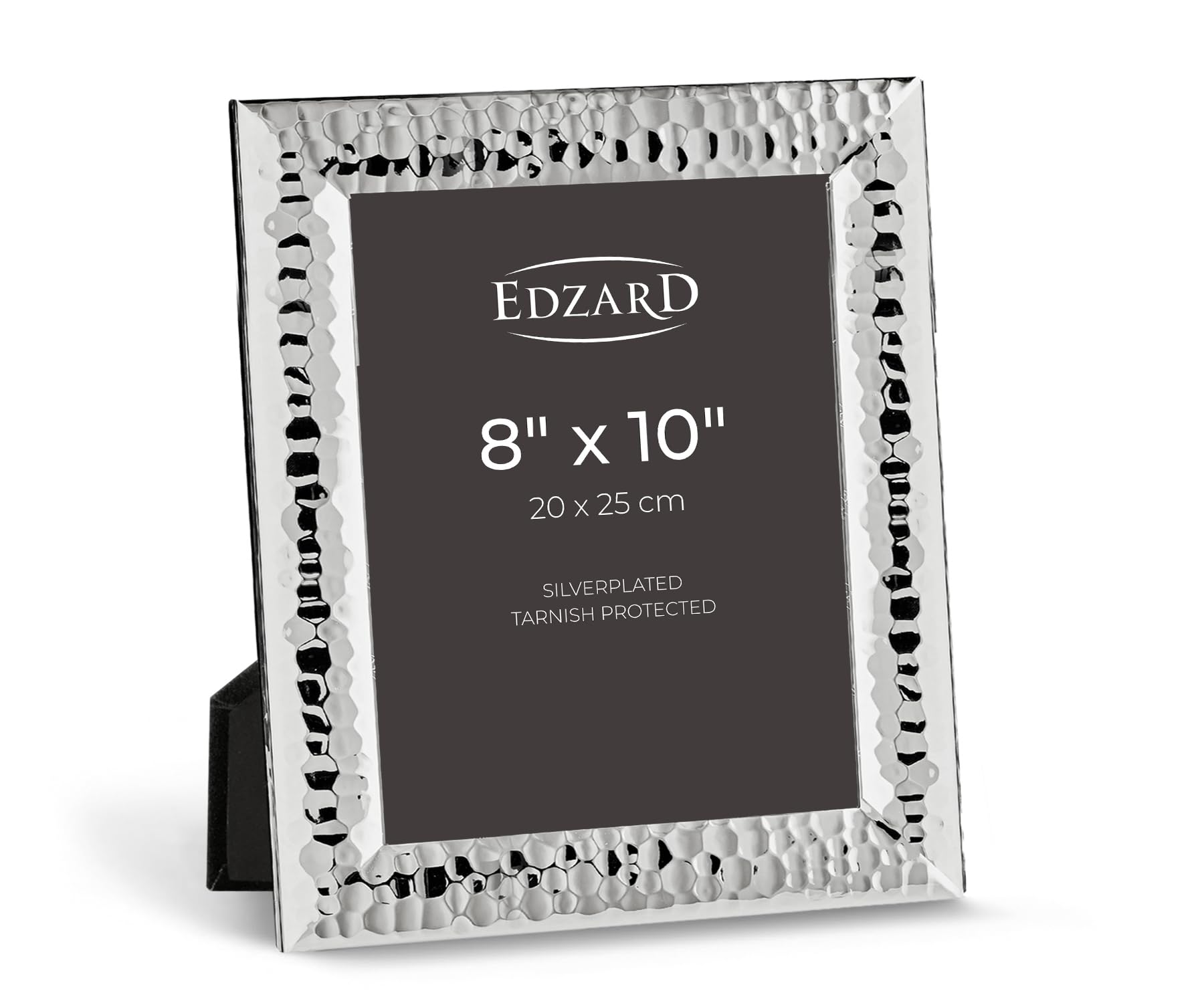 Edzard Silver Plated Photo Frame 8"x10" (20x25 cm) Gubbio, Non-Tarnishing, High Gloss Finish, Real Glass Front & Premium Velvet Back, Portrait or Landscape Display - Elegant Wedding Gift