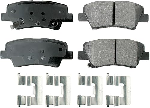 Miniatura 3 de Rotores de disco sólidos recubiertos de 10.315 in y Akebono ProACT Juego de pastillas de cerámica Hardware y sensores acústicos Kit de freno trasero