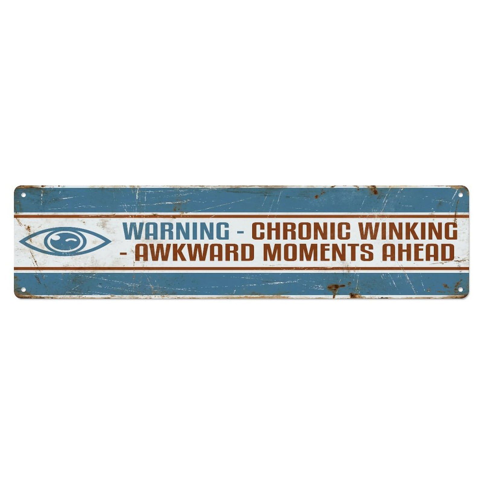Fqcyn Style Metal Tin Sign Vintage Funny Warning Chronic Winking Warning