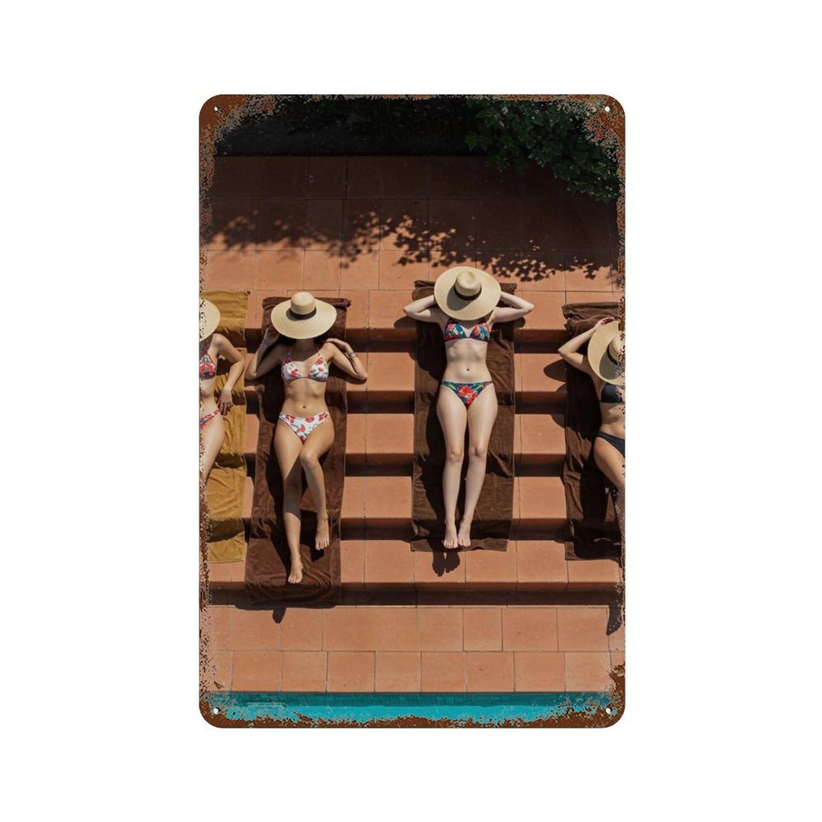 xiaoxiaoshen Girls Sunbathing Wall Decor Art Metal Tin Poster Modern Home Decor Art Home Bar Shop Decorations Vintage Sign 30x20cm