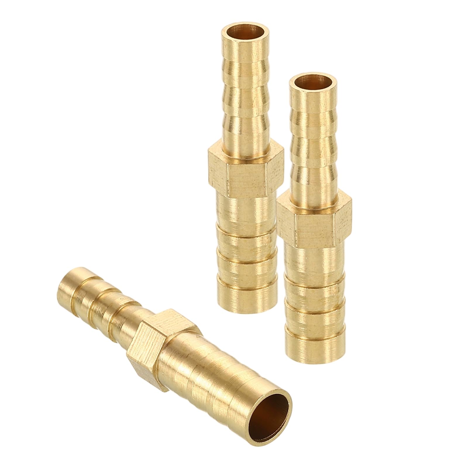 sourcing map 3pcs 8mm to 6mm Brass Hose Barb Fitting Metals Splicer Mender for 3D Printing, Air Compressor, CNC Machine, Dies — image 1