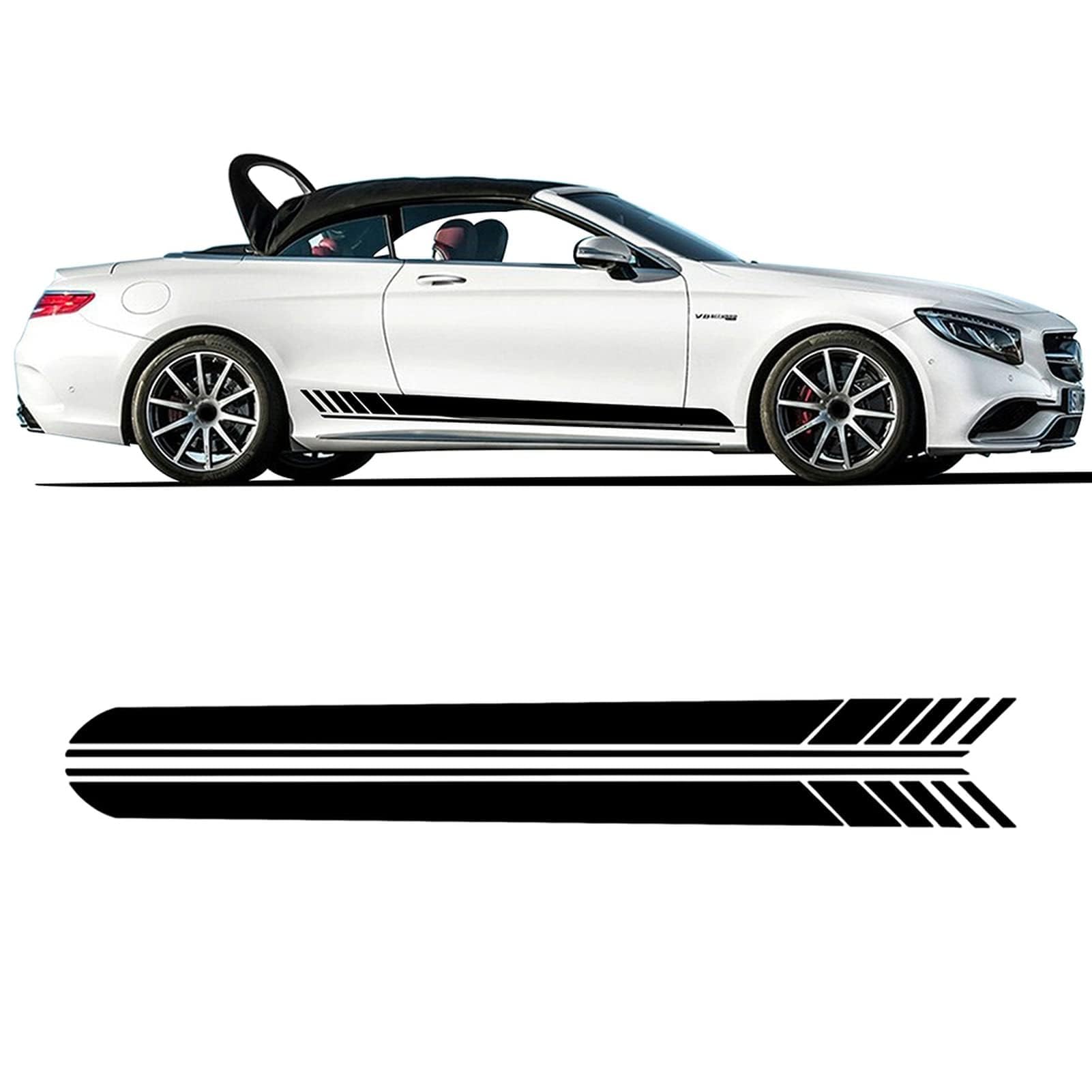 UNCLE LIAO Car Side Skirt For Mercedes Benz S Class W222 S63 S65 Auto Car Door Sticker Side Step Skirt.,Black