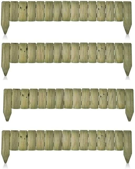 Matchless Unique (Pack of 4) 1M Log Wooden Fixed Picket Log Border Fence Garden Outdoor Lawn Edging Wooden Edging Fence for Flower Beds Lawns Paths
