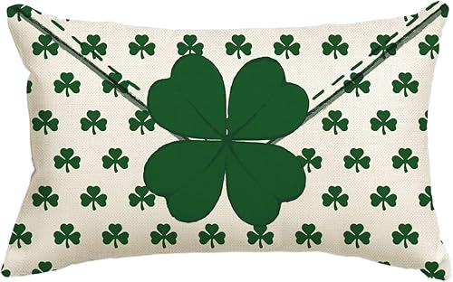 Miniatura 1 de AVOIN colorlife Funda de almohada verde con diseño de trébol sobre del día de San Patricio, 12 x 20 pulgadas, decoración para sofá