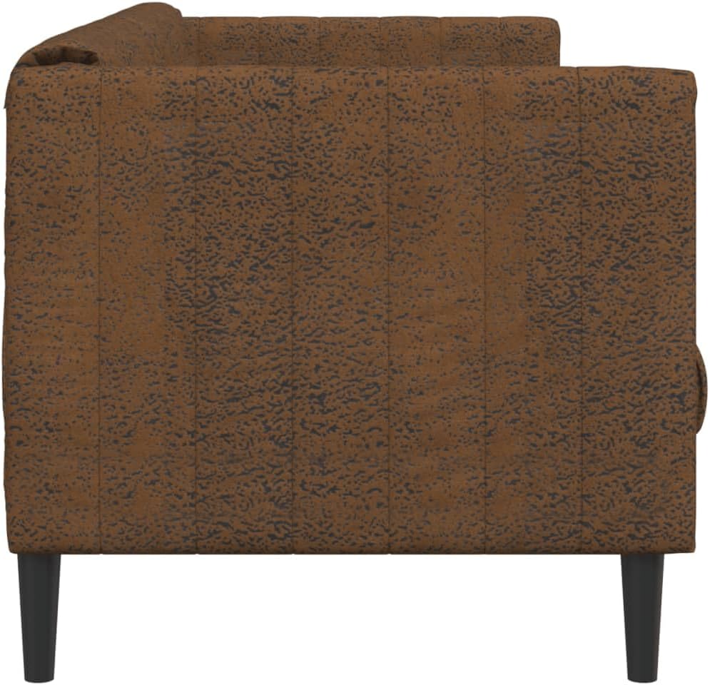 Sofa Brown Faux Suede Leather (100% Polyester) Living Room Furniture