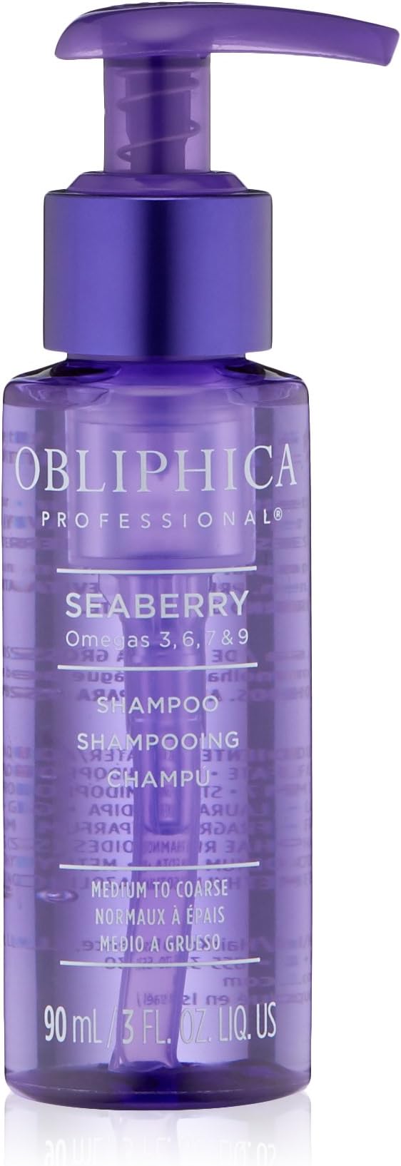 Obliphica Seaberry Shampoo for Medium & Course Hair - Frizz Free, Nourished, and Damaged Repaired Hair - Hair Mask & Treatment for Dry Hair and Growth - 3 Fl Oz