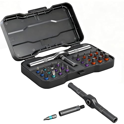 24 in 1 Magnetic Ratchet Screwdriver Set, DIY Ratchet Screwdriver Set with Detachable Handle, Bits for Electronics, PC, Laptop, Watch, Bicycle, Furniture