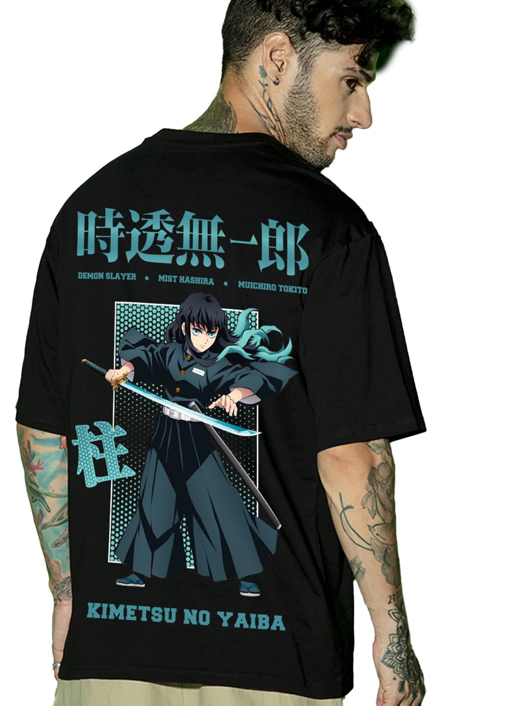 bewakoof X Demon Slayer Men's Cotton Jersey Graphic Print Oversized Fit Half Sleeve Round Neck T-Shirt | Casual Wear | Street Wear | Oversized t Shirt for Men Cotton | Baggy-picture-35
