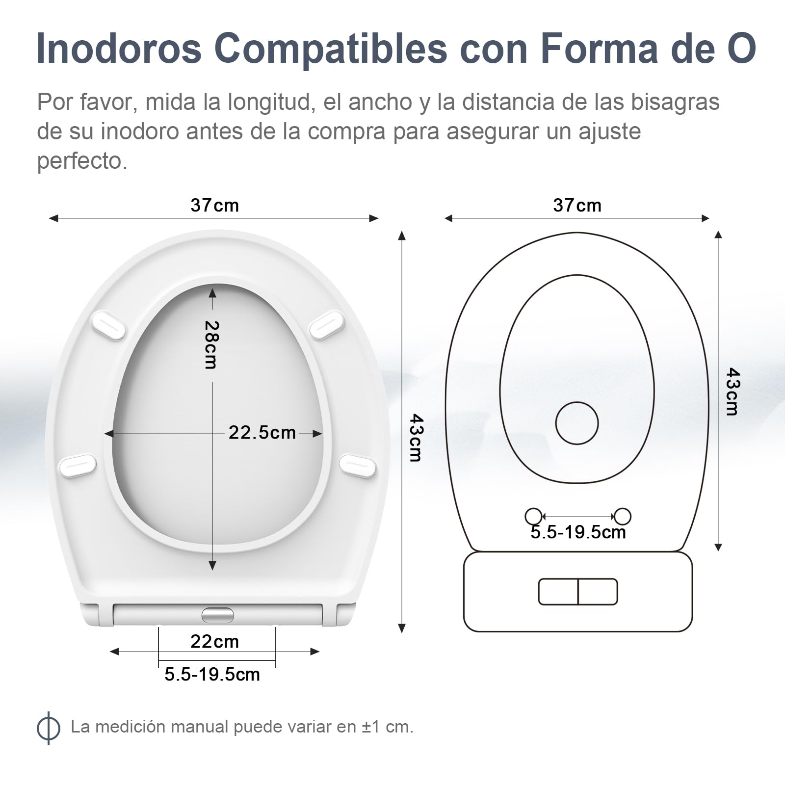 SURFOU Tapa WC Universal en Forma de O, Asiento de Inodoro de Duroplast con Cierre Suave, Soporta hasta 200 kg, Desmontaje Rápido para Limpieza Fácil, con Gomas para Fijación Estable - 5