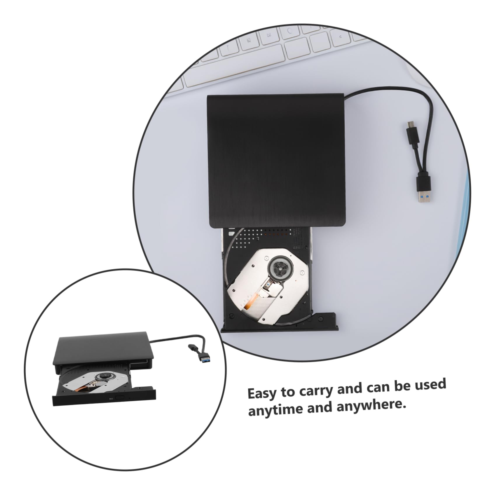 DOITOOL Externa de CD y DVD USB Tipo C para Portátil, Portátil y Plug and Play, de Plástico y Metal, Adecuado para Laptop y CD